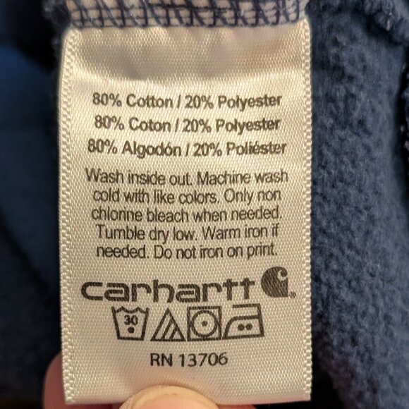 Carhartt Hoodie with Logo Navy Size Large (14-16) - Picture 11 of 12